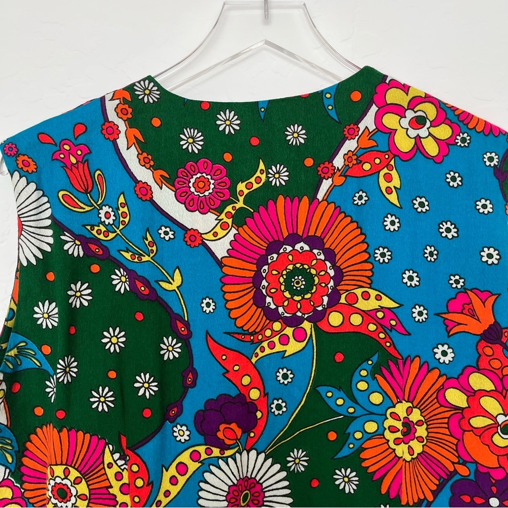 Vintage 1960s Sleeveless Hawaiian Vest Flower Power Size 18 - Picture 7 of 8